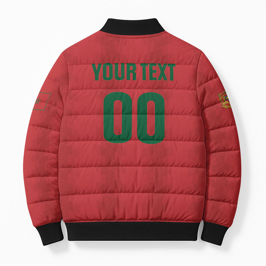 Custom Morocco 2026 Football Bomber Puffer Jacket Atlas Lionesses Born Winners