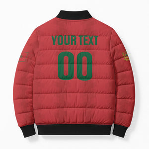 Custom Morocco 2026 Football Bomber Puffer Jacket Atlas Lionesses Born Winners