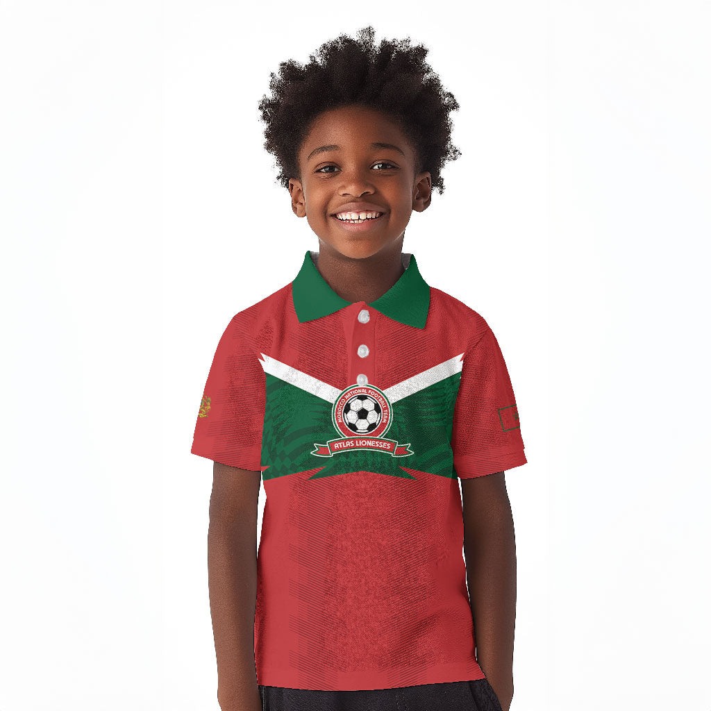 Custom Morocco 2026 Football Kid Polo Shirt Atlas Lionesses Born Winners