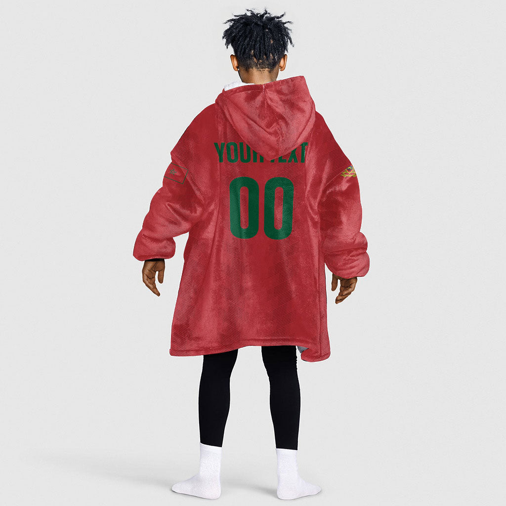 Custom Morocco 2026 Football Kid Wearable Blanket Hoodie Atlas Lionesses Born Winners