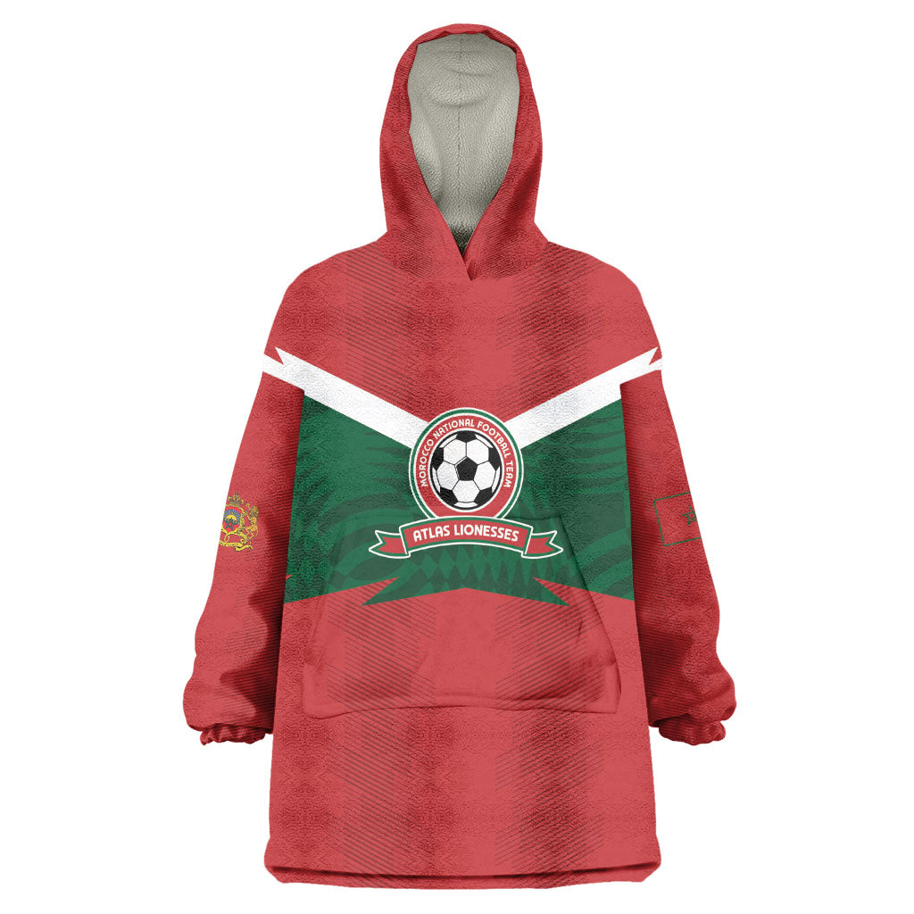 Custom Morocco 2026 Football Kid Wearable Blanket Hoodie Atlas Lionesses Born Winners
