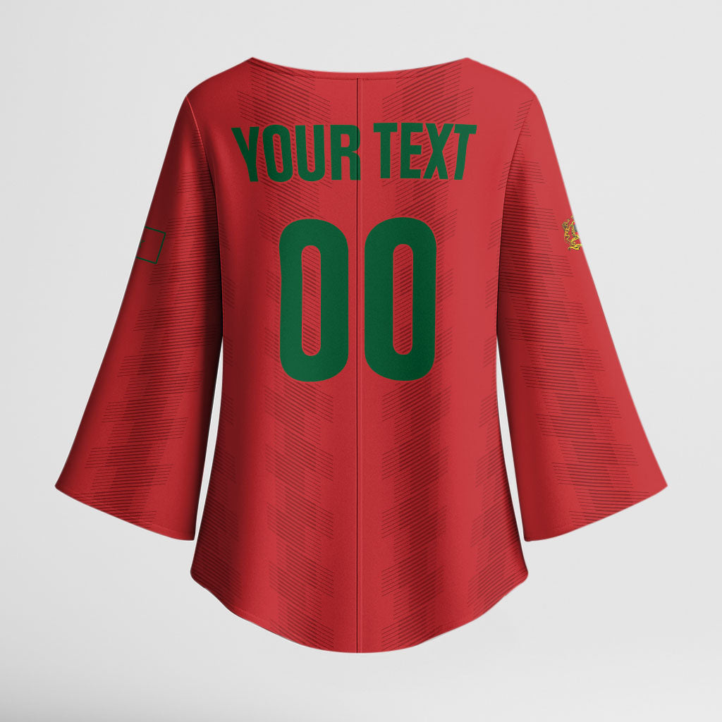Custom Morocco 2026 Football Kimono Sleeve Blouse Atlas Lionesses Born Winners