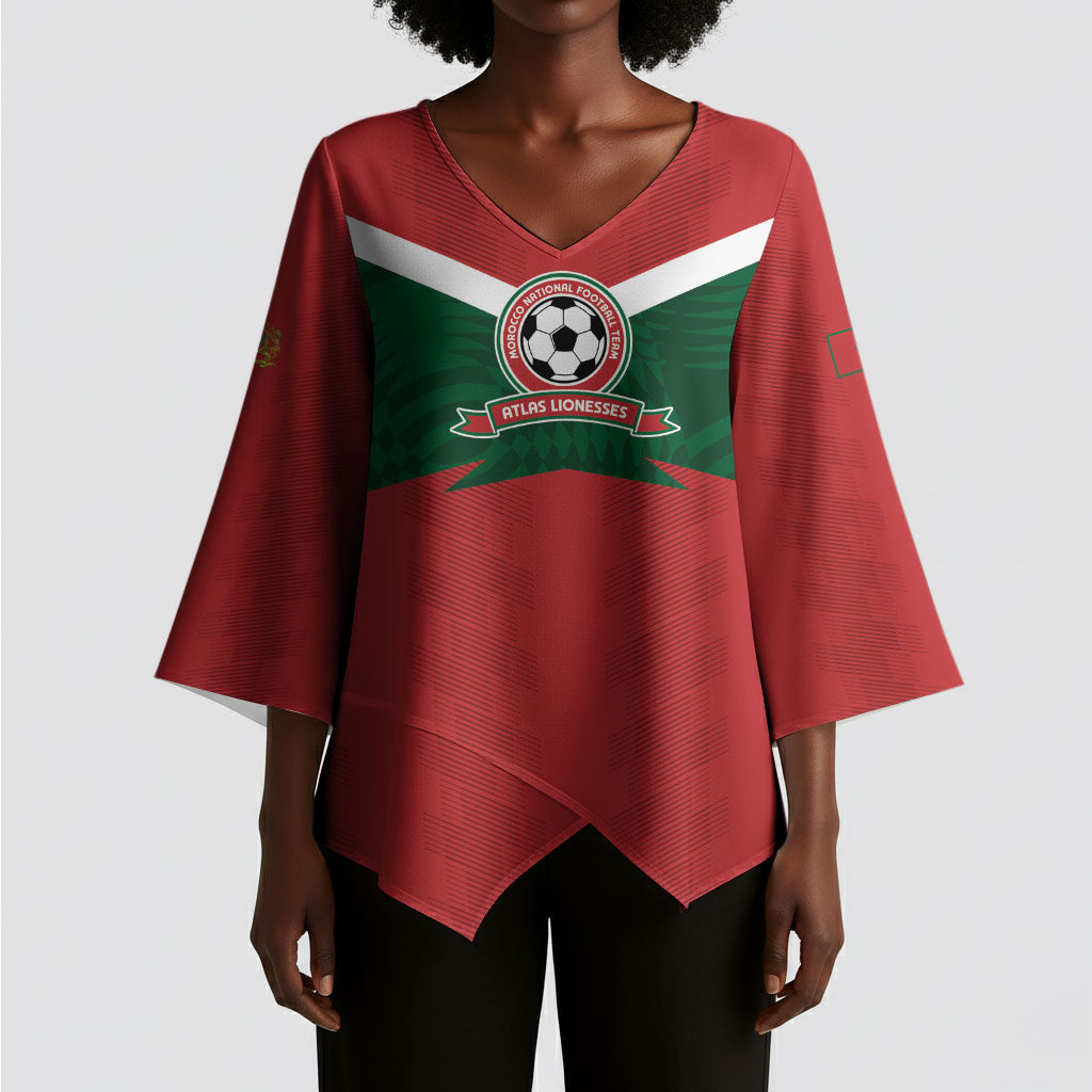 Custom Morocco 2026 Football Kimono Sleeve Blouse Atlas Lionesses Born Winners