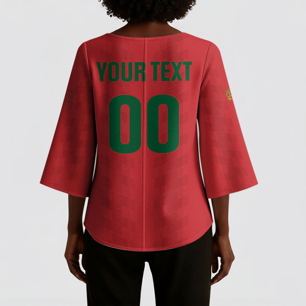 Custom Morocco 2026 Football Kimono Sleeve Blouse Atlas Lionesses Born Winners