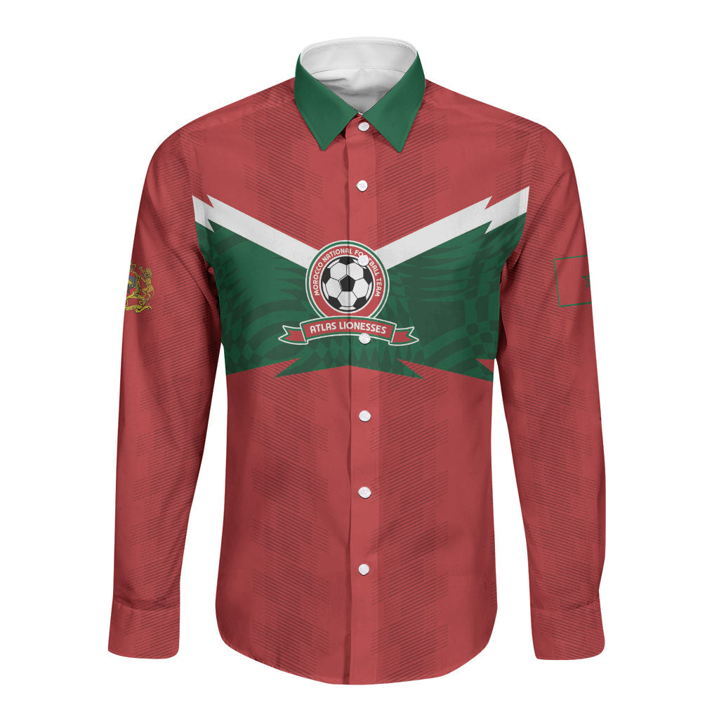 Custom Morocco 2026 Football Long Sleeve Button Shirt Atlas Lionesses Born Winners