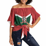Custom Morocco 2026 Football Off Shoulder Wrap Waist Top Atlas Lionesses Born Winners