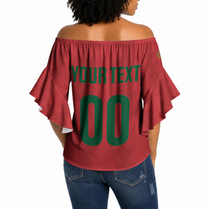 Custom Morocco 2026 Football Off Shoulder Wrap Waist Top Atlas Lionesses Born Winners