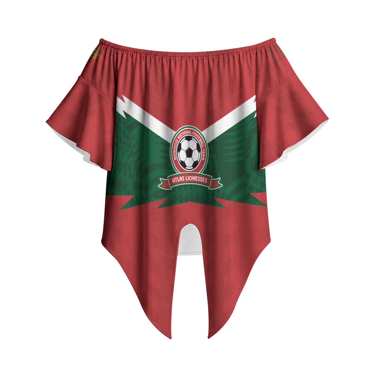 Custom Morocco 2026 Football Off Shoulder Wrap Waist Top Atlas Lionesses Born Winners