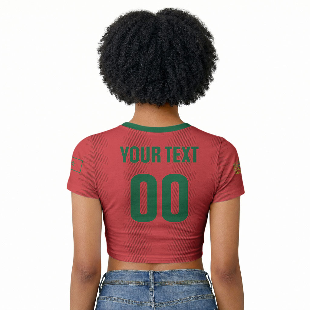 Custom Morocco 2026 Football Raglan Cropped T shirt Atlas Lionesses Born Winners