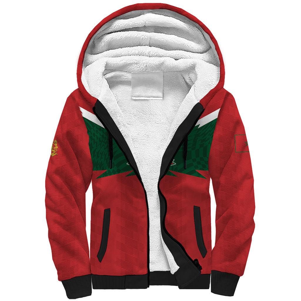 Custom Morocco 2026 Football Sherpa Hoodie Atlas Lionesses Born Winners