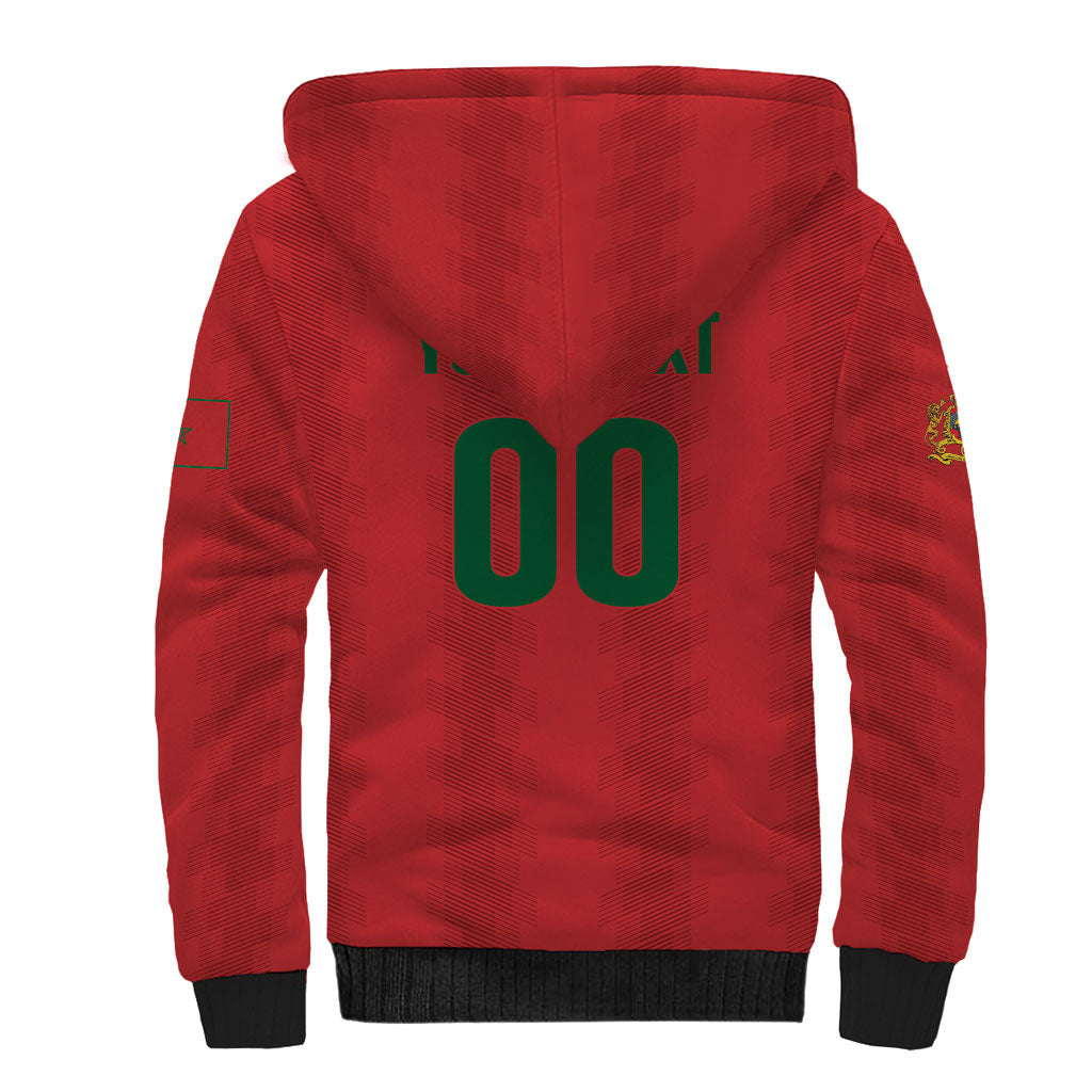 Custom Morocco 2026 Football Sherpa Hoodie Atlas Lionesses Born Winners