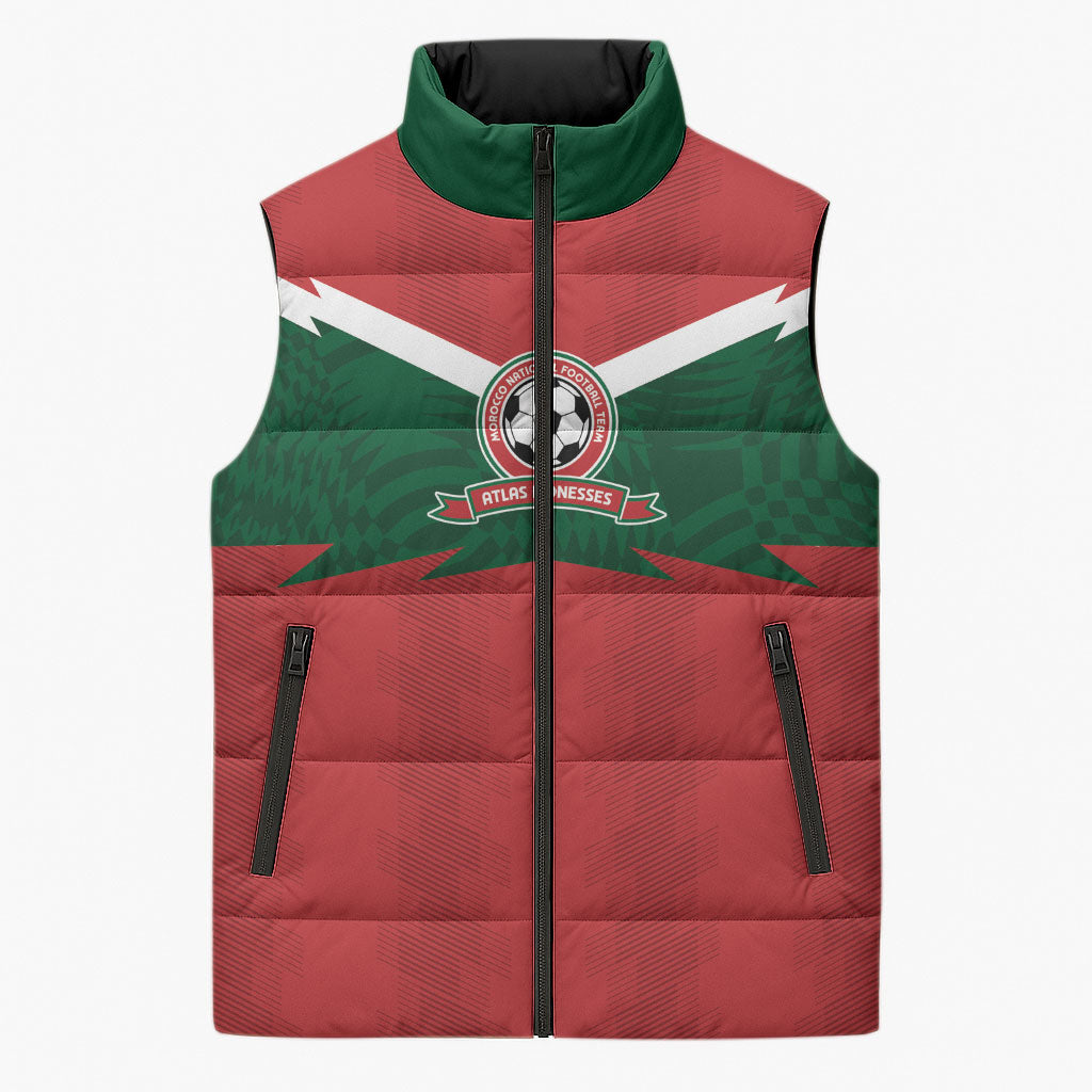 Custom Morocco 2026 Football Sleeveless Puffer Jacket Atlas Lionesses Born Winners