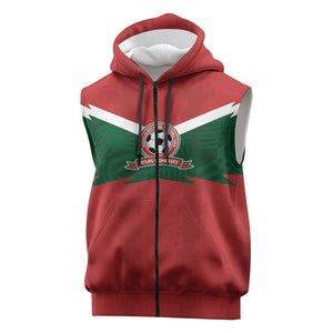 Custom Morocco 2026 Football Sleeveless Zip Hoodie Atlas Lionesses Born Winners