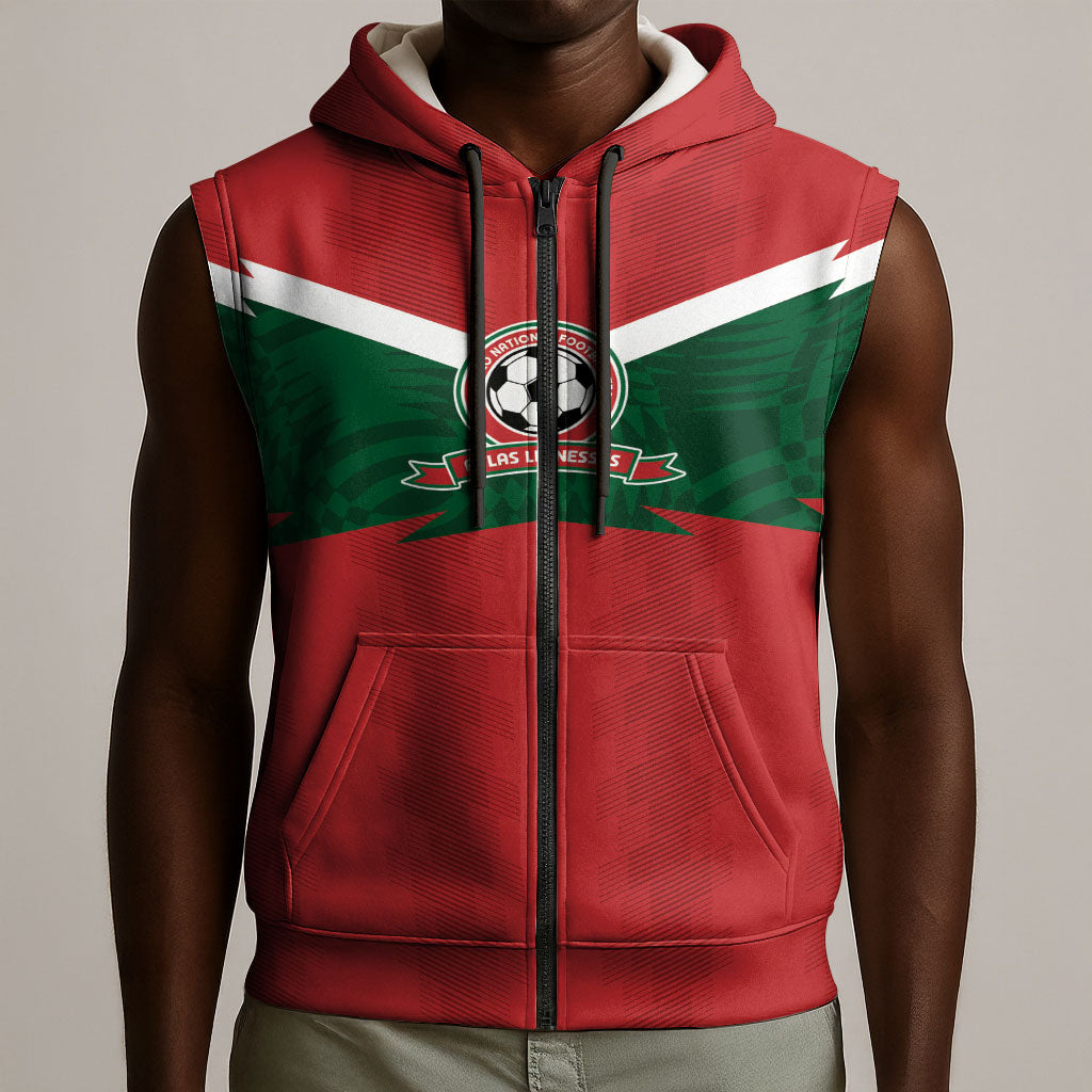 Custom Morocco 2026 Football Sleeveless Zip Hoodie Atlas Lionesses Born Winners