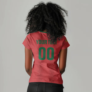 Custom Morocco 2026 Football Women V-Neck T-Shirt Atlas Lionesses Born Winners
