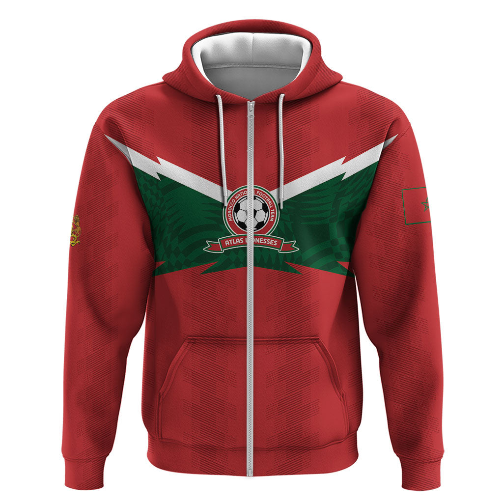 Custom Morocco 2026 Football Zip Hoodie Atlas Lionesses Born Winners