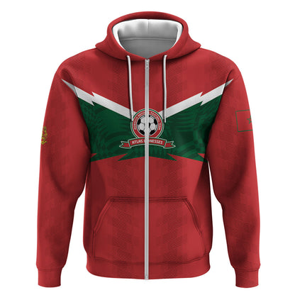 Custom Morocco 2026 Football Zip Hoodie Atlas Lionesses Born Winners