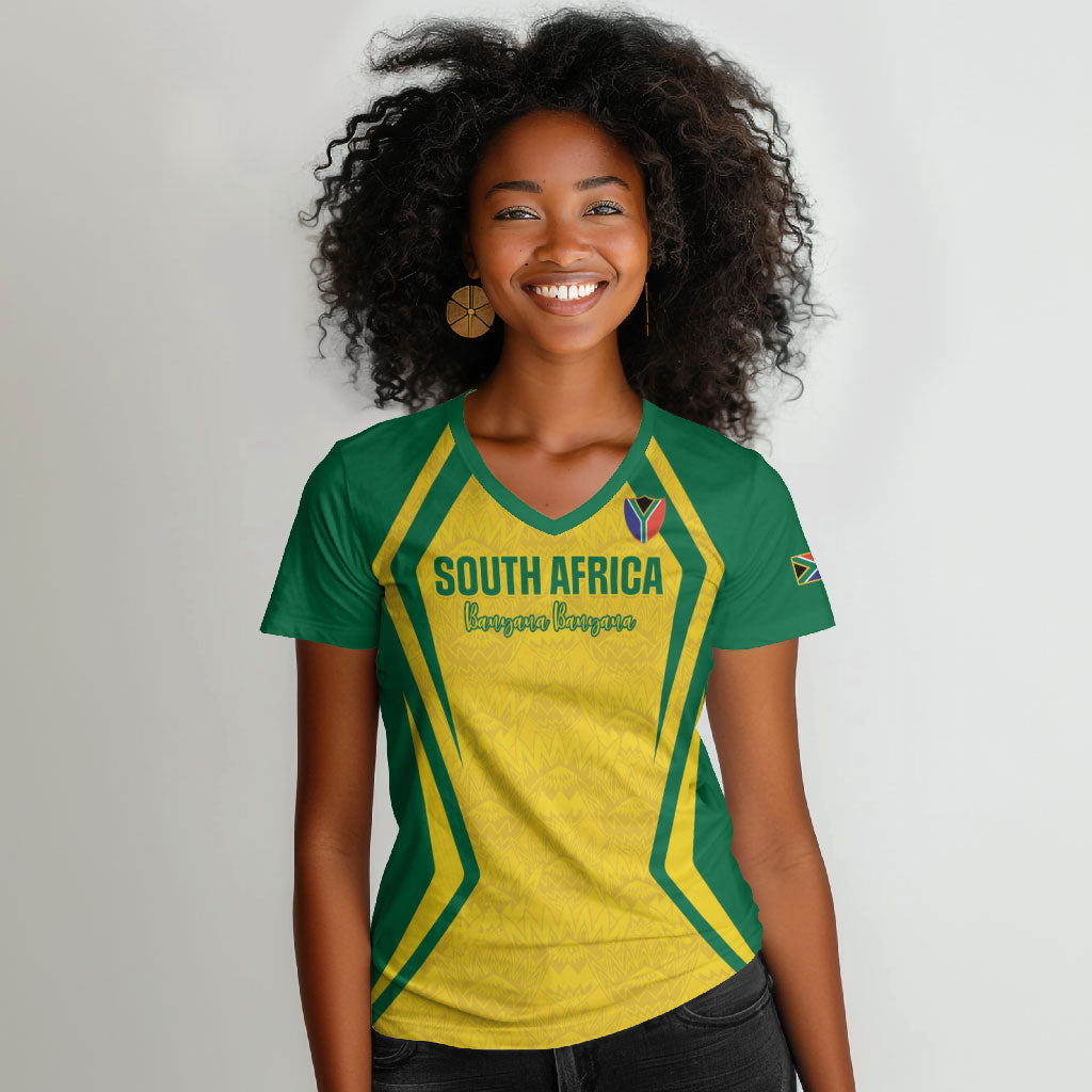 Custom South Africa 2026 Football Women V-Neck T-Shirt Banyana Banyana