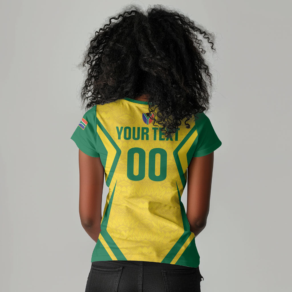 Custom South Africa 2026 Football Women V-Neck T-Shirt Banyana Banyana
