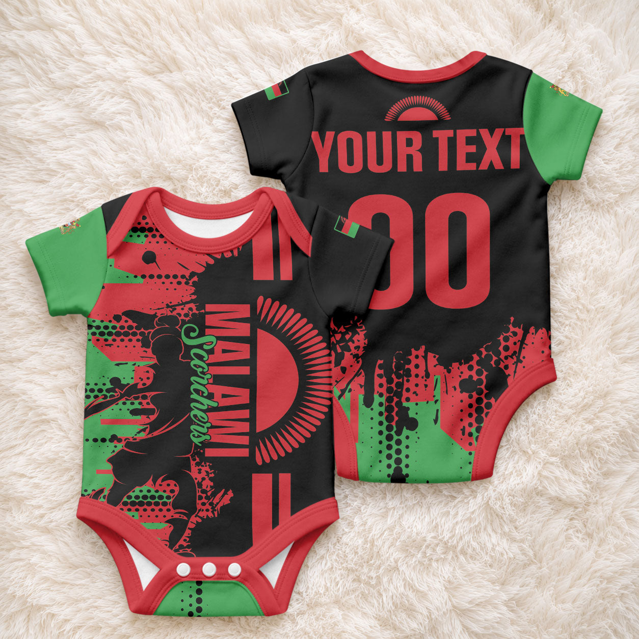 Custom Malawi 2026 Football Baby Onesie Go Scorchers Go Champions