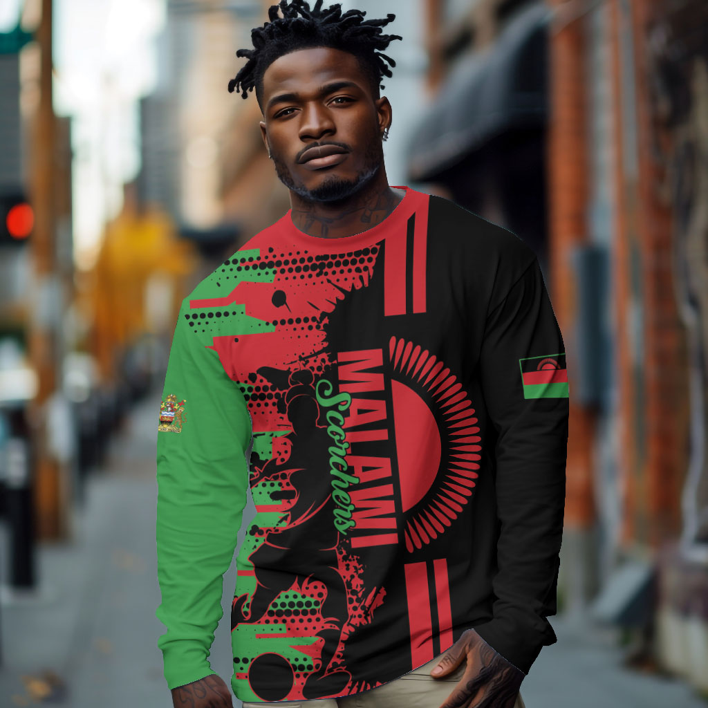 Custom Malawi 2026 Football Long Sleeve Shirt Go Scorchers Go Champions