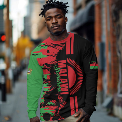 Custom Malawi 2026 Football Long Sleeve Shirt Go Scorchers Go Champions