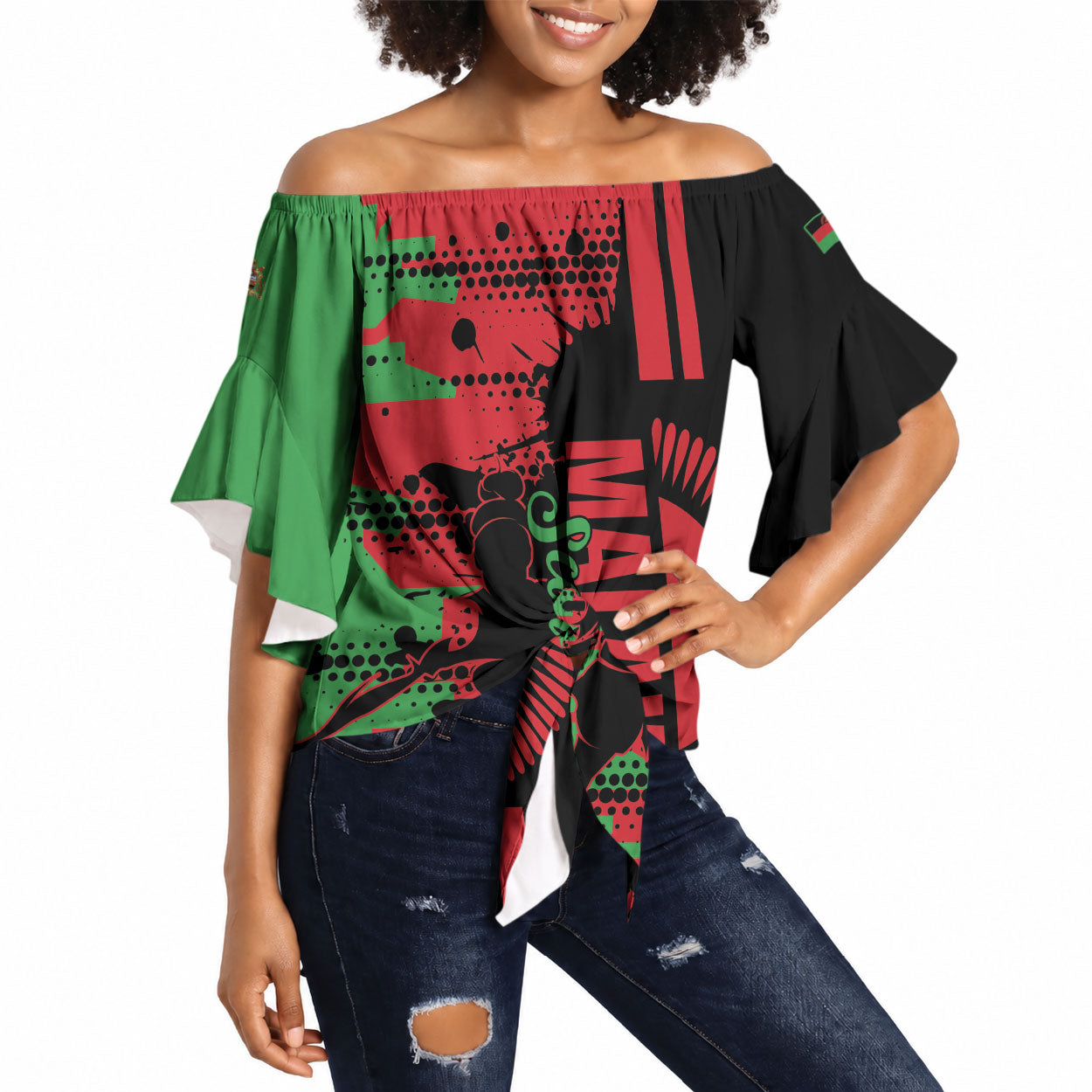 Custom Malawi 2026 Football Off Shoulder Wrap Waist Top Go Scorchers Go Champions