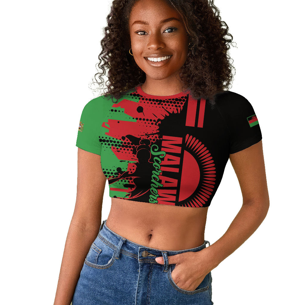 Custom Malawi 2026 Football Raglan Cropped T shirt Go Scorchers Go Champions