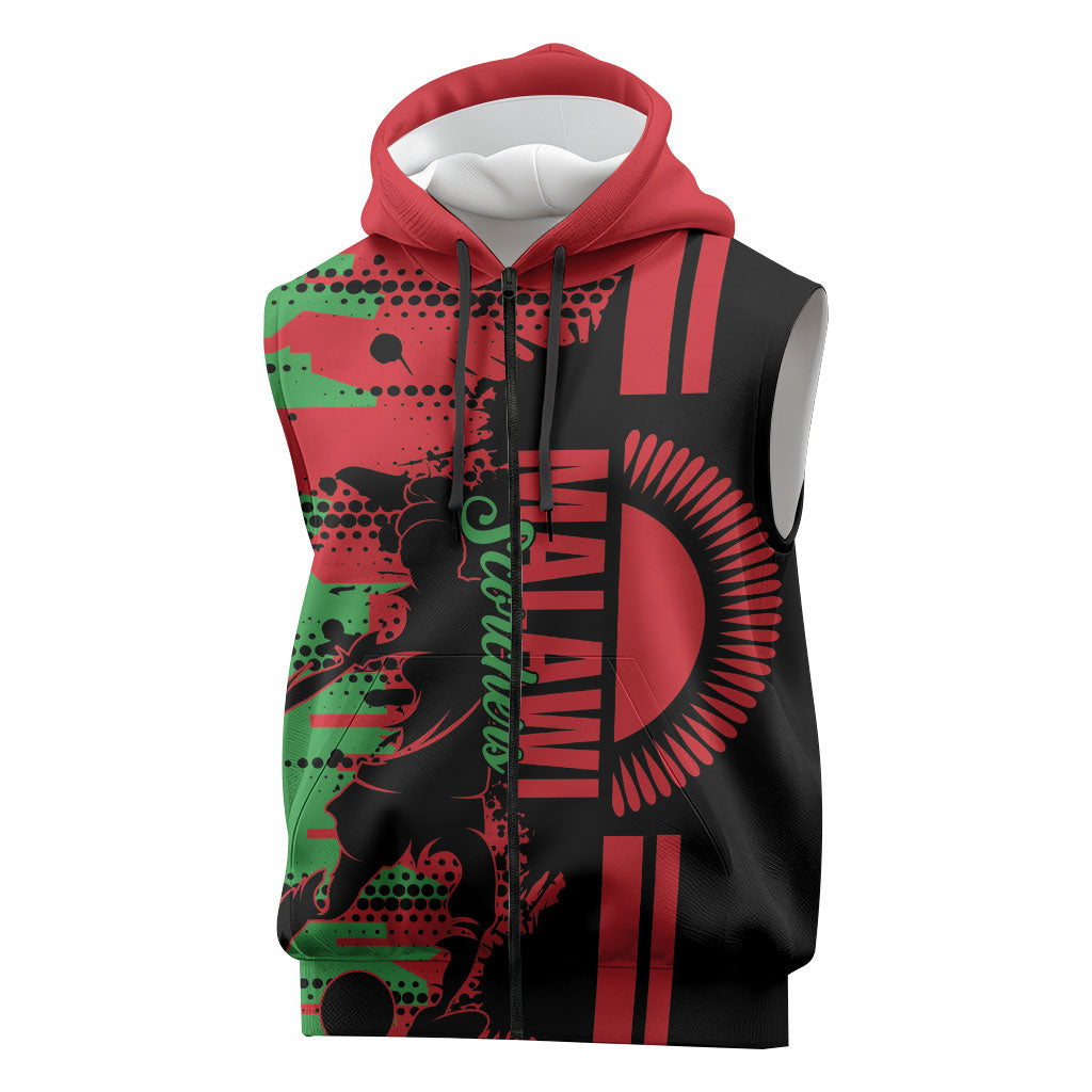 Custom Malawi 2026 Football Sleeveless Zip Hoodie Go Scorchers Go Champions