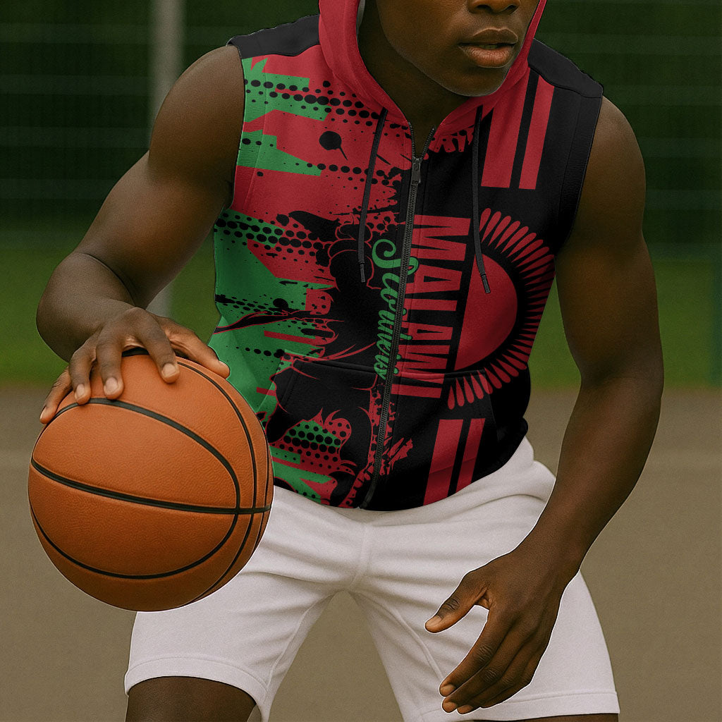 Custom Malawi 2026 Football Sleeveless Zip Hoodie Go Scorchers Go Champions