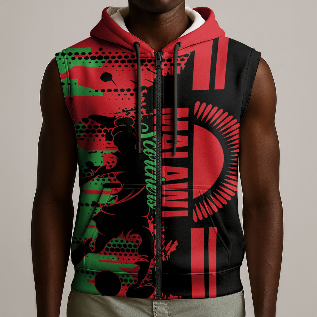 Custom Malawi 2026 Football Sleeveless Zip Hoodie Go Scorchers Go Champions