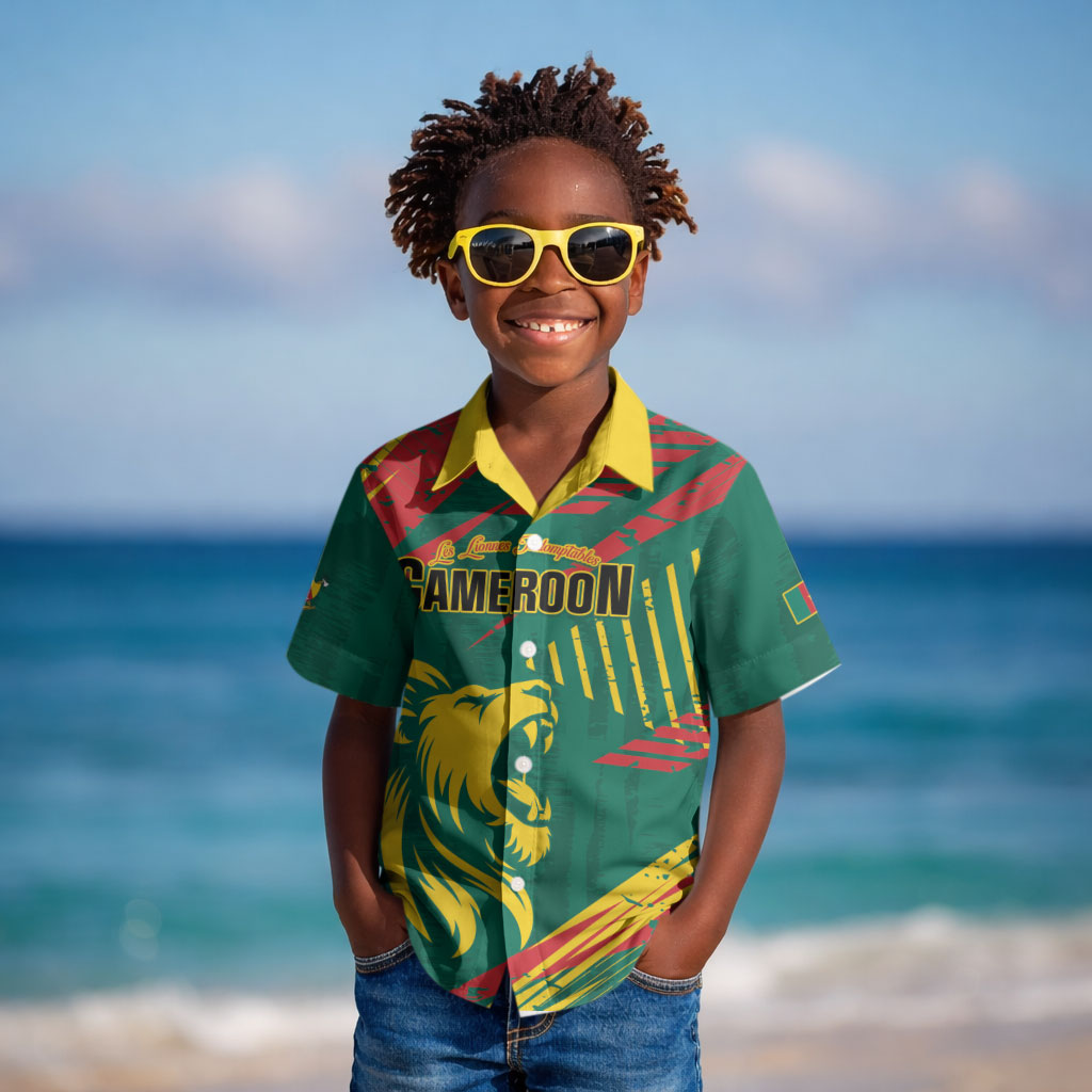 Custom Cameroon 2026 Football Kid Hawaiian Shirt Les Lionnes Indomptables