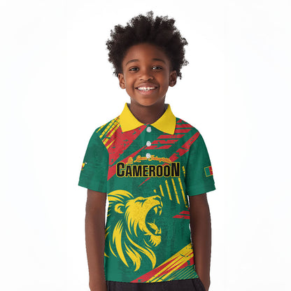 Custom Cameroon 2026 Football Kid Polo Shirt Les Lionnes Indomptables
