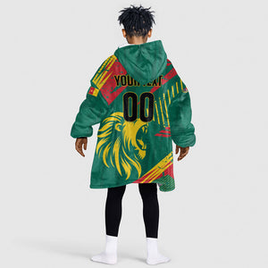 Custom Cameroon 2026 Football Kid Wearable Blanket Hoodie Les Lionnes Indomptables