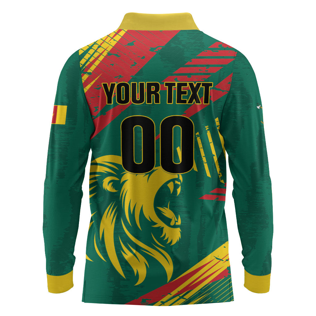 Custom Cameroon 2026 Football Long Sleeve Polo Shirt Les Lionnes Indomptables