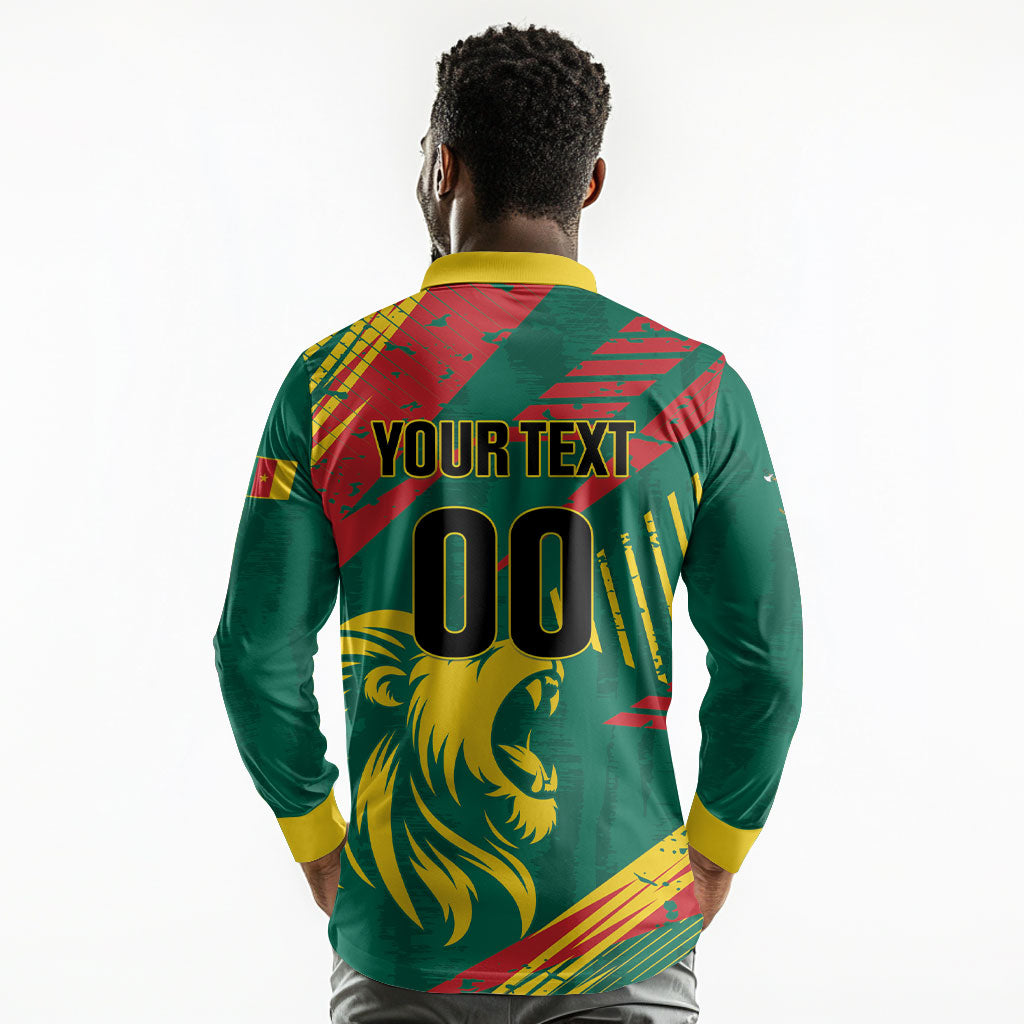 Custom Cameroon 2026 Football Long Sleeve Polo Shirt Les Lionnes Indomptables