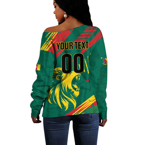 Custom Cameroon 2026 Football Off Shoulder Sweater Les Lionnes Indomptables