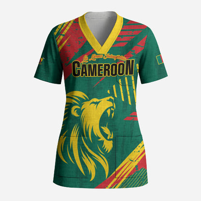 Custom Cameroon 2026 Football Scrub Top Les Lionnes Indomptables