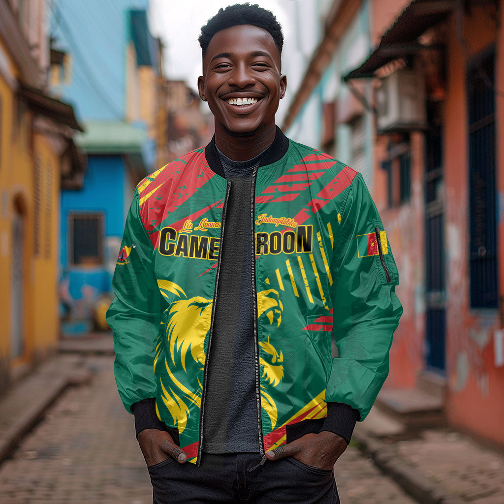 Custom Cameroon 2026 Football Sleeve Zip Bomber Jacket Les Lionnes Indomptables