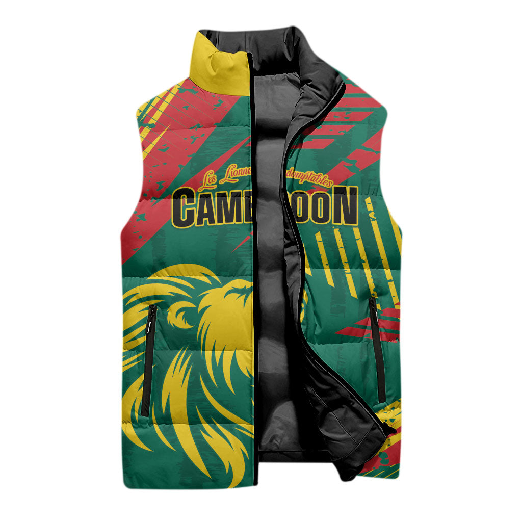 Custom Cameroon 2026 Football Sleeveless Puffer Jacket Les Lionnes Indomptables