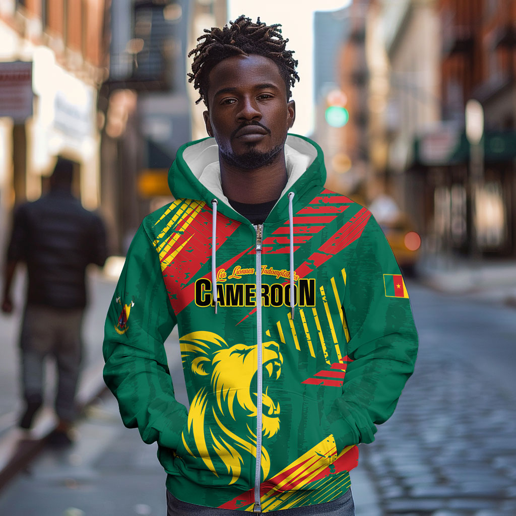 Custom Cameroon 2026 Football Zip Hoodie Les Lionnes Indomptables