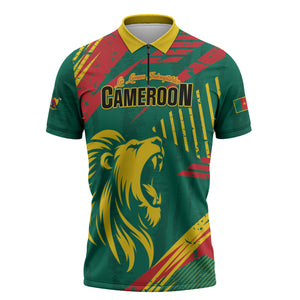 Custom Cameroon 2026 Football Zipper Polo Shirt Les Lionnes Indomptables