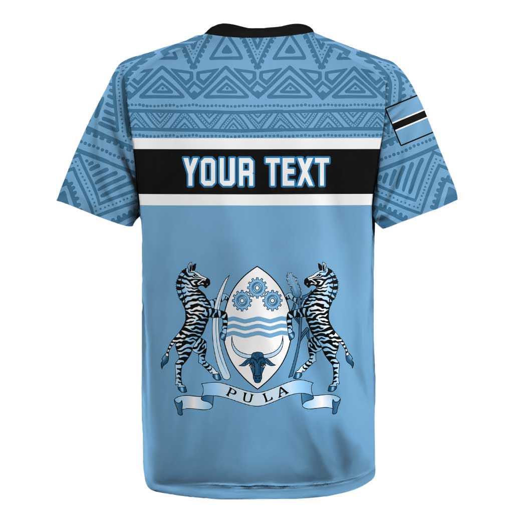 Personalized Botswana Rugby Jersey with Tswana Pula and African Pattern