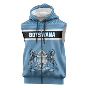 Personalized Botswana Sleeveless Zip Hoodie with Tswana Pula and African Pattern - African Pride