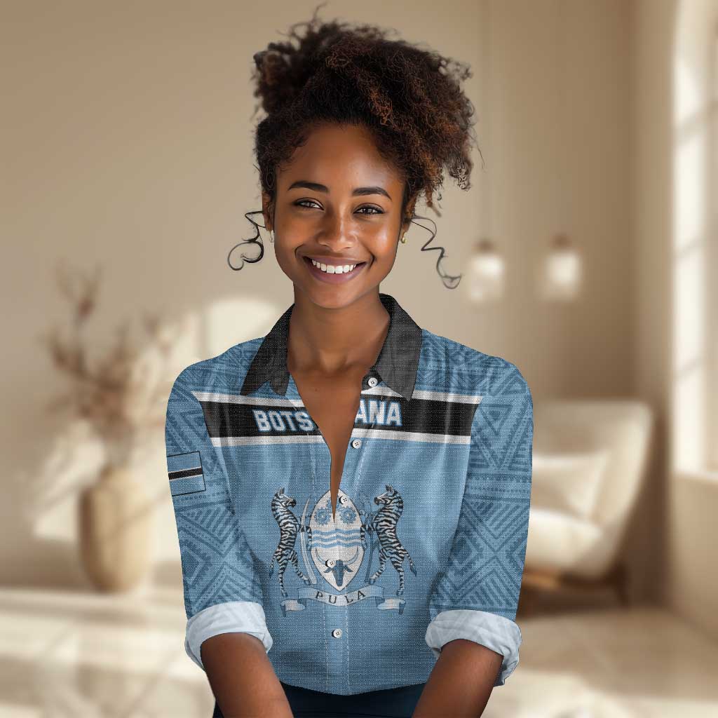 Personalized Botswana Women Casual Shirt with Tswana Pula and African Pattern LT01