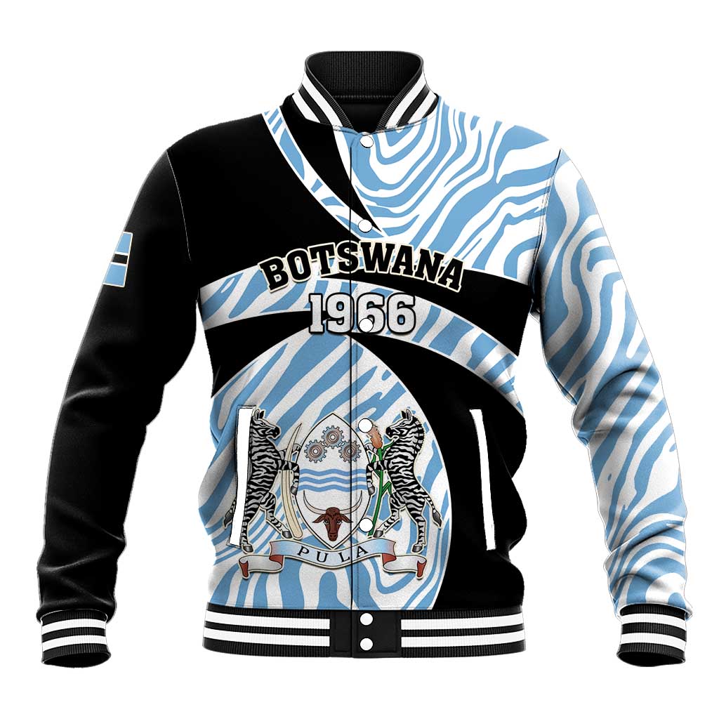Personalized Botswana Independence Day Baseball Jacket - Lefatshe la Botswana with Zebra Pattern LT01