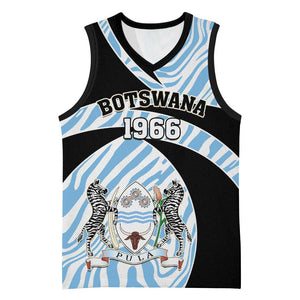 Personalized Botswana Independence Day Basketball Jersey - Lefatshe la Botswana with Zebra Pattern - African Pride