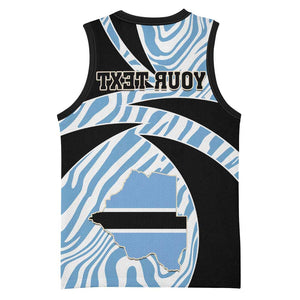 Personalized Botswana Independence Day Basketball Jersey - Lefatshe la Botswana with Zebra Pattern - African Pride