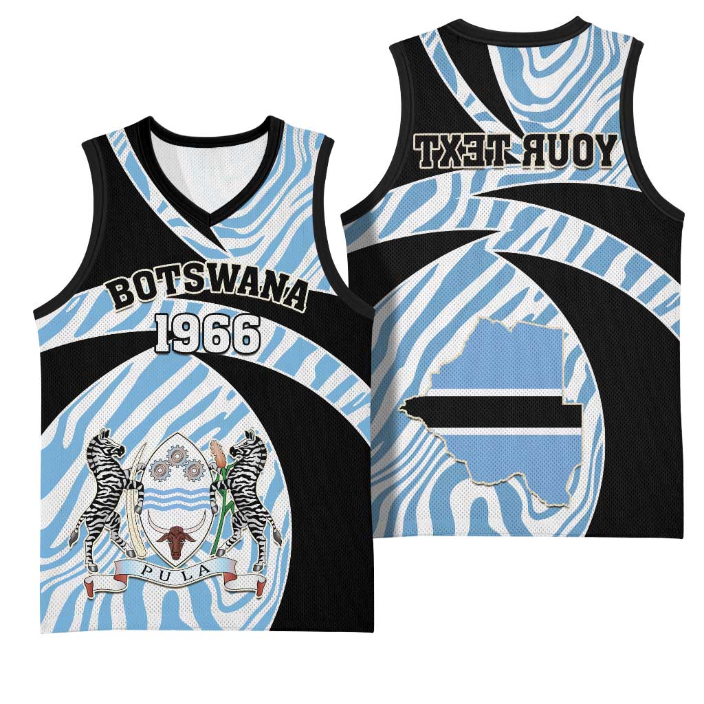 Personalized Botswana Independence Day Basketball Jersey - Lefatshe la Botswana with Zebra Pattern - African Pride