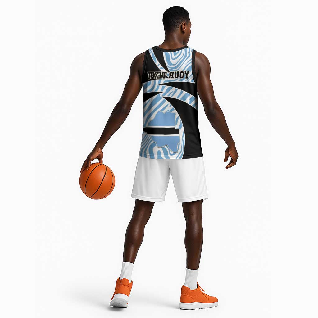 Personalized Botswana Independence Day Basketball Jersey - Lefatshe la Botswana with Zebra Pattern - African Pride